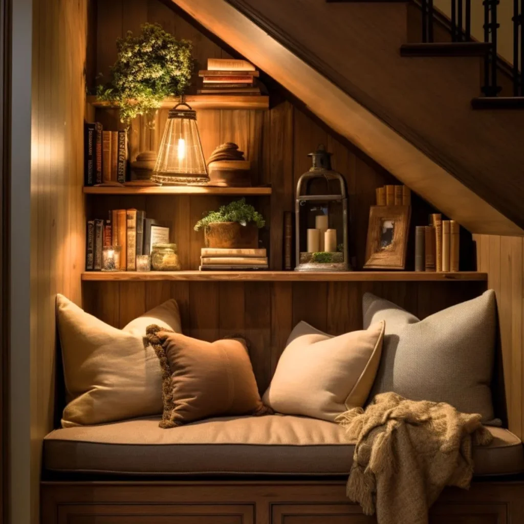 reading nook under the stairs